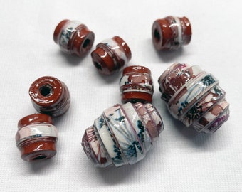 Paper Beads. Jewelry Making Supplies. Craft Supplies. Large Focal Beads. Red beads. Multi Coloured Beads. Jewelry. Macrame. ECO Friendly