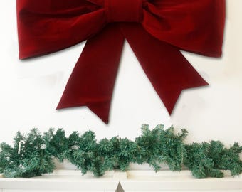 Giant Velvet Bow, 1 meter bow and  sets of small sized red velvet bows,  Christmas Tree Decor, Wall Hanging Red decor