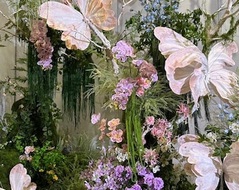 Mariposas gigantes: conjunto de mariposas grandes hechas a medida para decoración espacial, escaparates de primavera y decoración de eventos y fiestas inspirada en la naturaleza.