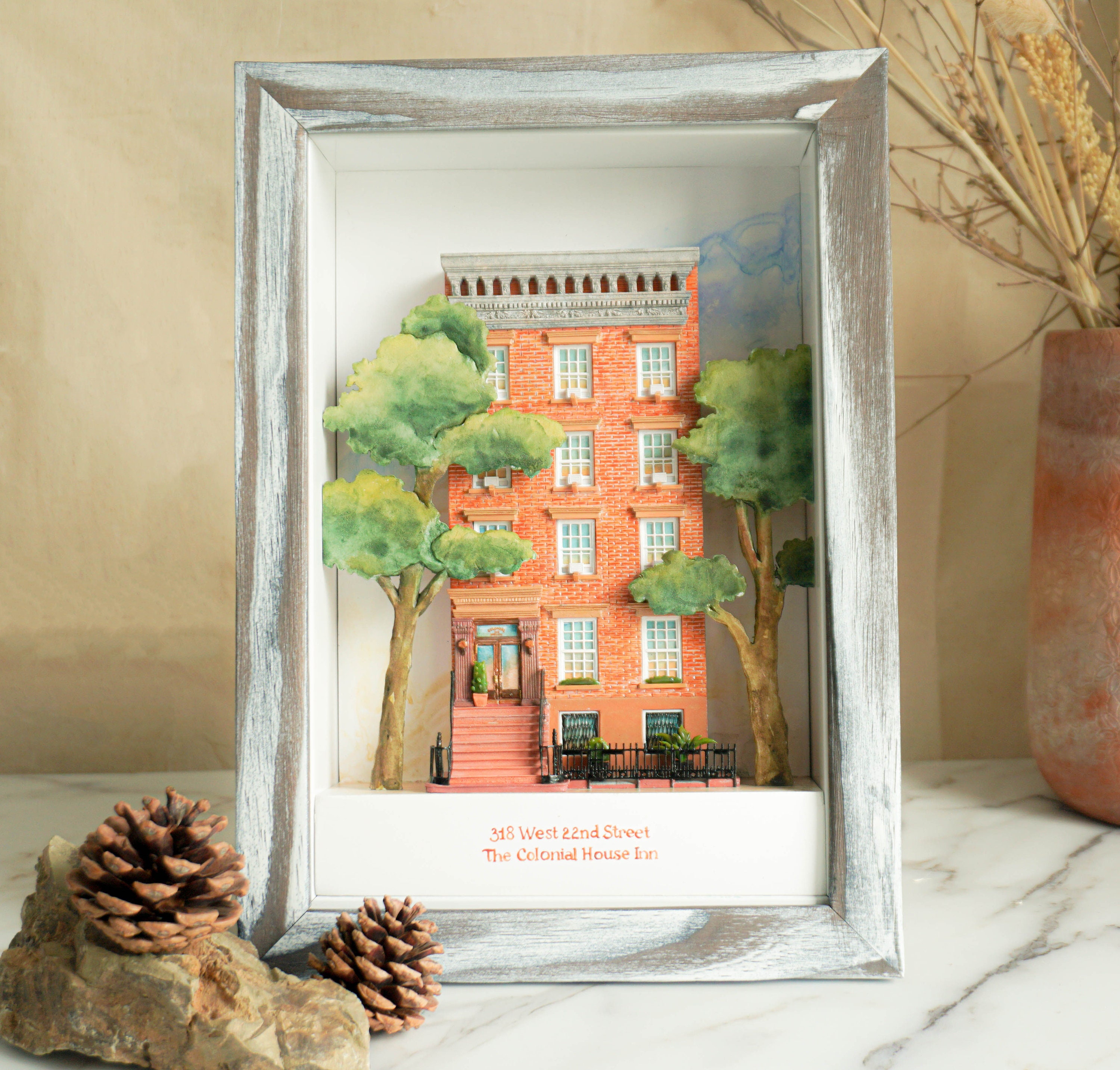 Personalized Gift Custom Clay House Miniature, Framed 3D Clay House, House Warming Gift, Home Moving Gift, First Home Gift, Clay Ornaments