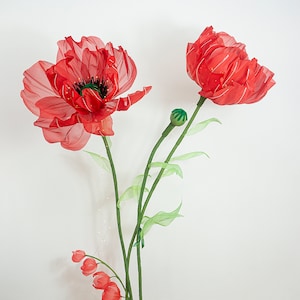 Stunning Oversized Red Peonies Backdrop decoration, Floral Home Deocor, Sophisticated Peony Flowers with Lighting, Event & Window Design