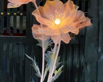 6.56ft Giant Electric Flower Decoration - Auto-Open Organza Flower With Lights For Weddings & Parties