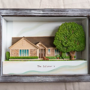 Custom Gift Farm House Clay Miniature, Framed 3D Dimensional Clay House, Front Door House Replica, Wedding Gift for Parents, Holiday Present