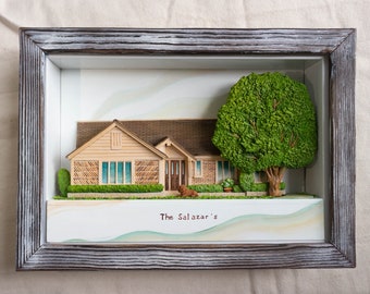 Custom Gift Farm House Clay Miniature, Framed 3D Dimensional Clay House, Front Door House Replica, Wedding Gift for Parents, Holiday Present