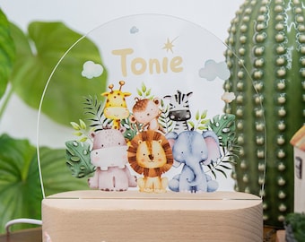 Enchanting Personalized Forest Animal Night Lamp, Custom Name Baby Acrylic Bedside Lamp, Nursery Decor, Newborn Gift, Easter Gift