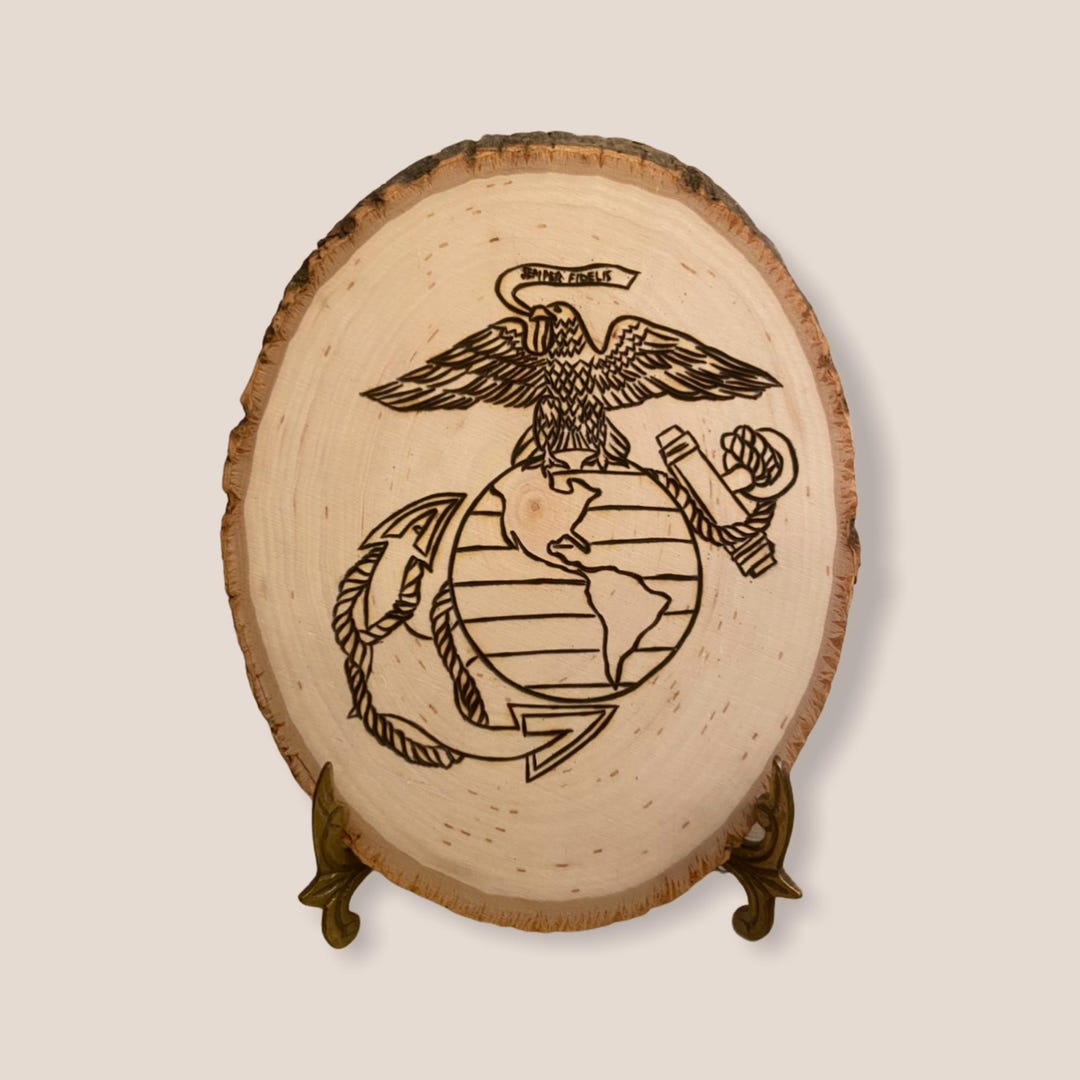 USMC Marine Corps EGA Eagle Globe and Anchor Woodburning Custom Gift ...