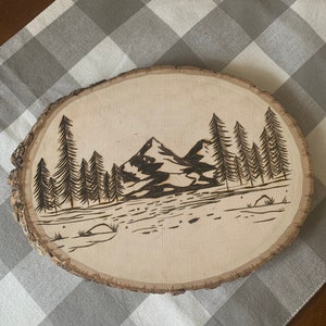 PERSONALIZED Mountain & Forest Scene wood burning