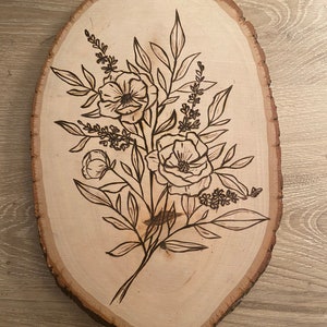 Wildflowers #2 Wood burning