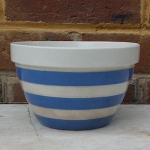 Bol vintage à rayures bleues et blanches T G