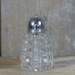 Vintage Glass and Chrome Sugar Shaker / Sifter / Muffineer