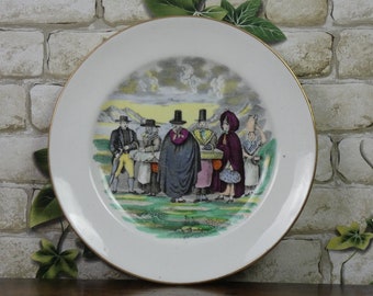 Antique Traditional Welsh Costume Pottery Plate