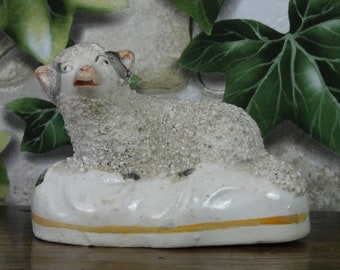 Antique Staffordshire Pottery Figure of a Lamb