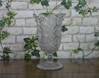 Vintage 1930er Jahre Pressglas Vase / Blumenvase