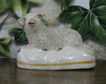 Antique Staffordshire Pottery Figure of a Lamb