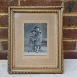 Vintage 1930s Framed Black and White Portrait Photograph of Children