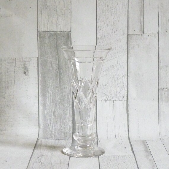 Vase en verre anglais Stuart cristal coupe vintage des années