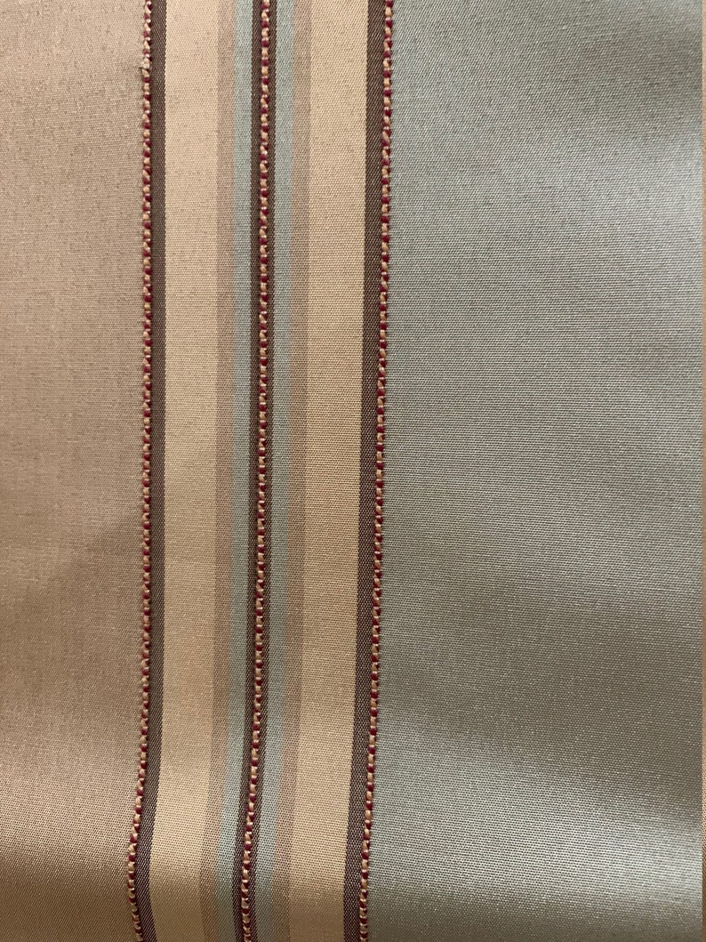 Tan Beige Cheyenne Green Stripe Faux Silk Fabric Table Runner Lined 68l x 14w