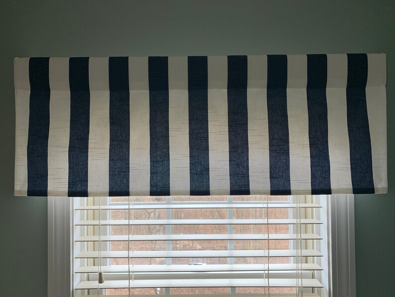 Blue White Valance Blue White Stripe Valance Blue White Etsy