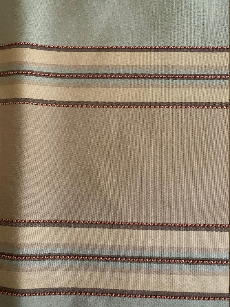Tan Beige Cheyenne Green Stripe Faux Silk Fabric Table Runner Lined 68l x 14w