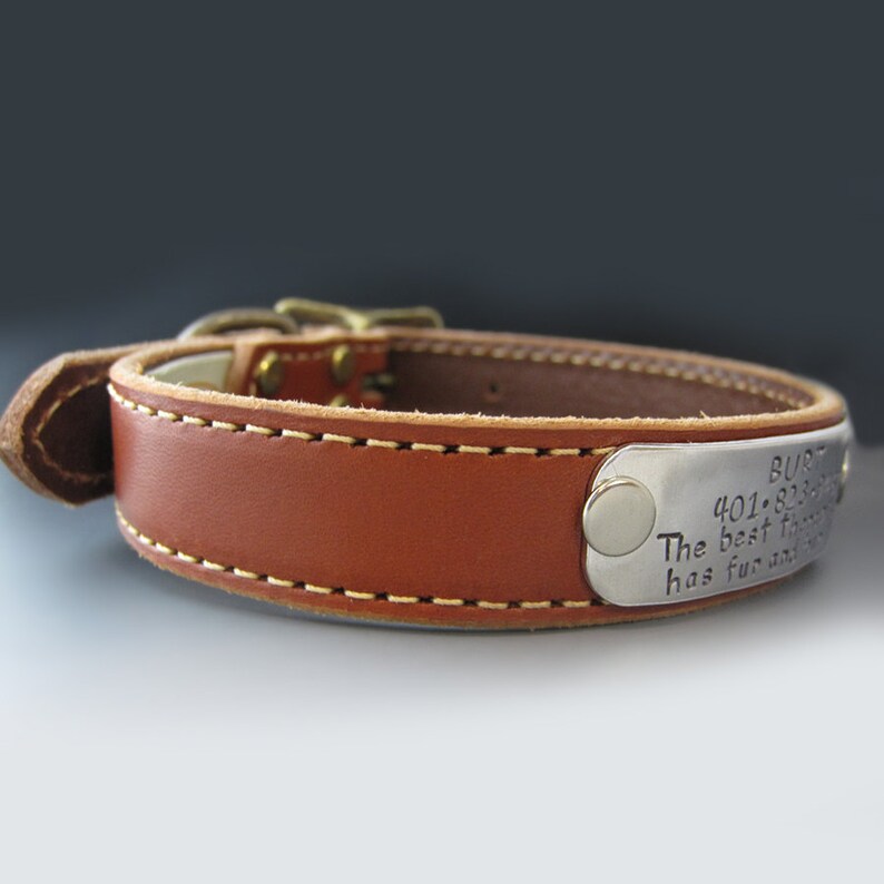 Custom Leather Dog Collar / Personalized Dog Collar / Dog Tags Etsy
