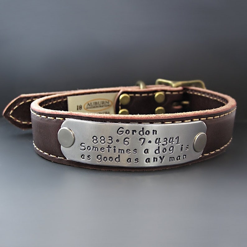 Custom Leather Dog Collar / Personalized Dog Collar / Dog Tags Etsy