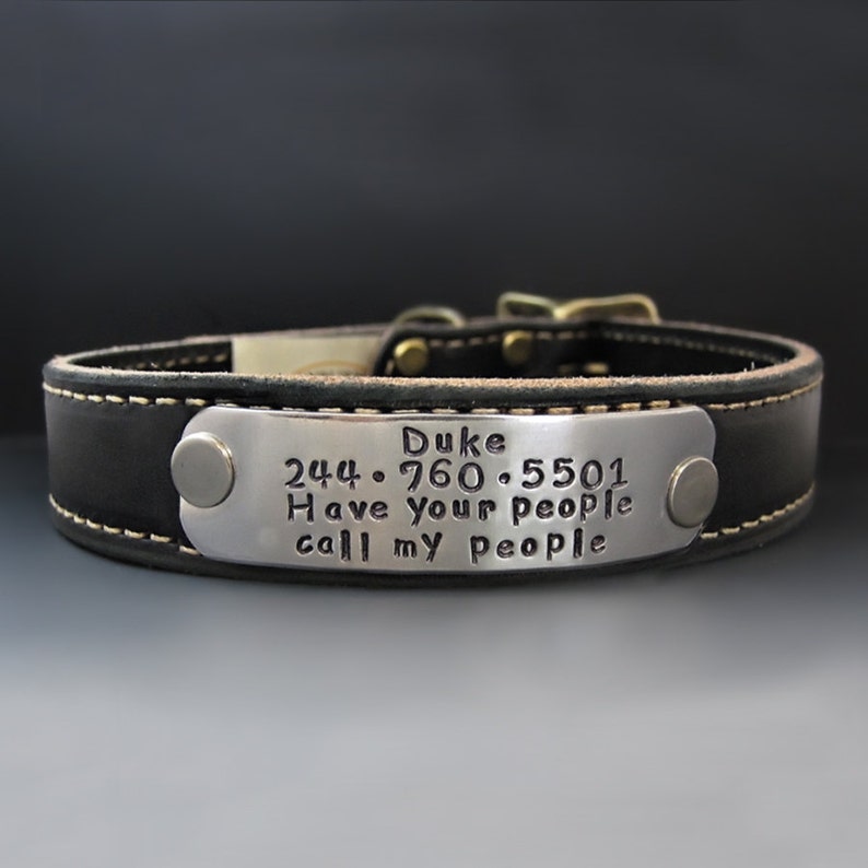 Custom Leather Dog Collar / Personalized Dog Collar / Dog Tags Etsy