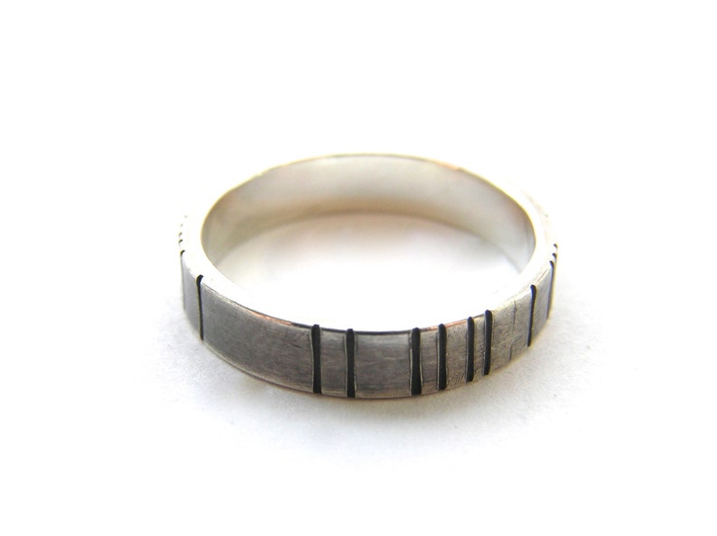 Sterling silver ring, oxidised silver, flat band ring, gunmetal grey, 4mm wide ring, Men's jewellery, Mens silver ring, mens ring silver, UK image 2