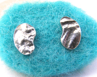 Sterling silver stud earrings, silver studs, textured silver earrings, reticulated silver studs, rustic silver earrings, made in Dorset