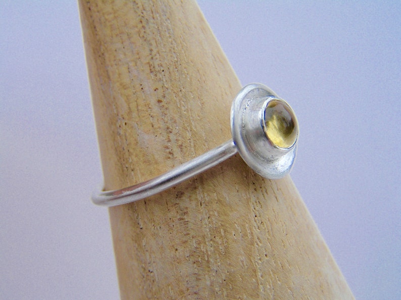 Sterling silver and citrine ring, citrine gemstone ring, ring size 'P', natural gemstone ring, handmade, silversmithing, Dorset Hill image 2