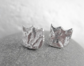 Sterling silver stud earrings, textured silver studs, reticulated silver, unisex silver studs, small silver stud earrings, everyday studs