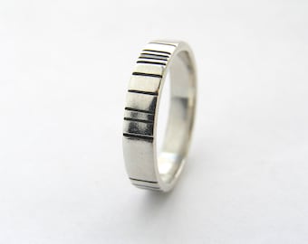 Sterling silver ring, oxidised silver, men's ring, random lines, simple ring, 4mm wide ring, Silver ring, Men's jewellery, Made in Dorset,