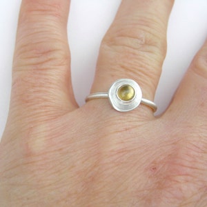 Sterling silver and citrine ring, citrine gemstone ring, ring size 'P', natural gemstone ring, handmade, silversmithing, Dorset Hill image 1
