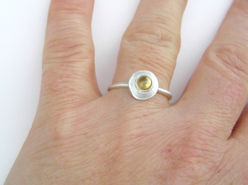 Sterling silver and citrine ring, citrine gemstone ring, ring size 'P', natural gemstone ring, handmade, silversmithing, Dorset Hill image 1