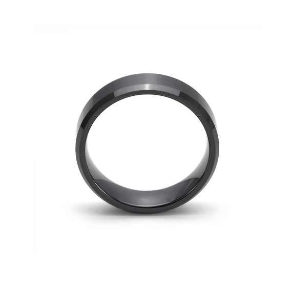 RG602B B.tiff Black 2 tone Beveled Edge High Tech Ceramic Ring