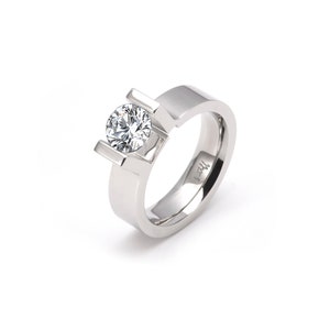 Anillo de compromiso solitario redondo de 1 ct RG074W B.Tiff