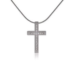 PT229 B.Tiff Pave Set Cross Pendant