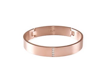 BG223RG B.Tiff Rose Gold 4-Stone Wide Bangle Bracelet