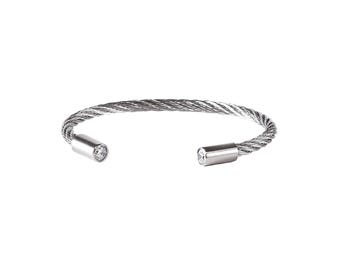 BG002W B.Tiff Classic Cable Adjustable Bangle Bracelet