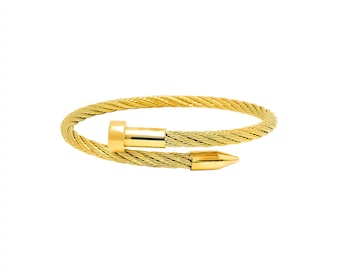 BG004G B.Tiff Gold Pointe Cable Bangle Bracelet