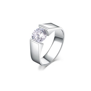 RG093MW B.Tiff 2 ct Moissanite Round Solitaire Engagement Ring