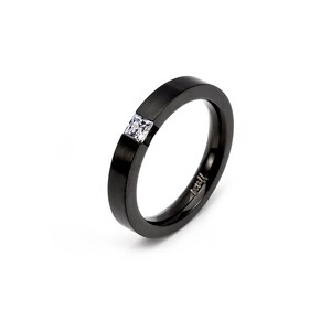 RG301B B.Tiff .12 ct Princess Cut Black Solitaire Ring