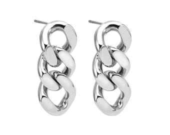 Pendientes de eslabones cubanos de alto brillo ER160W B.Tiff