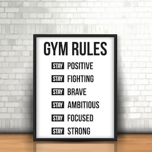Gym Rules | Home Gym Wall Art | Printable Art | Digital Download 8&quot; x 10&quot; or 11&quot; x 14&quot;