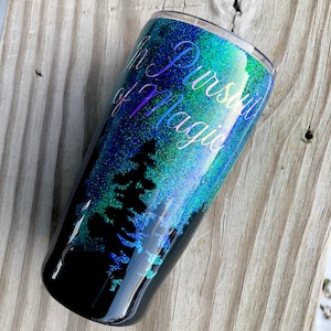 Northern Lights / Aurora Borealis Cup with Tree line
