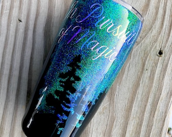 Northern Lights / Aurora Borealis Cup with Tree line