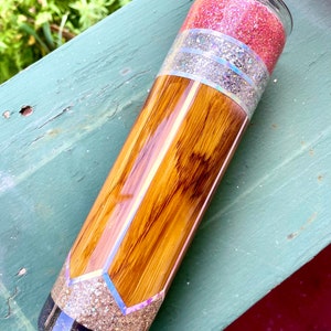 Wood grain Skinny Pencil Tumbler Teacher Appreciation Customizable