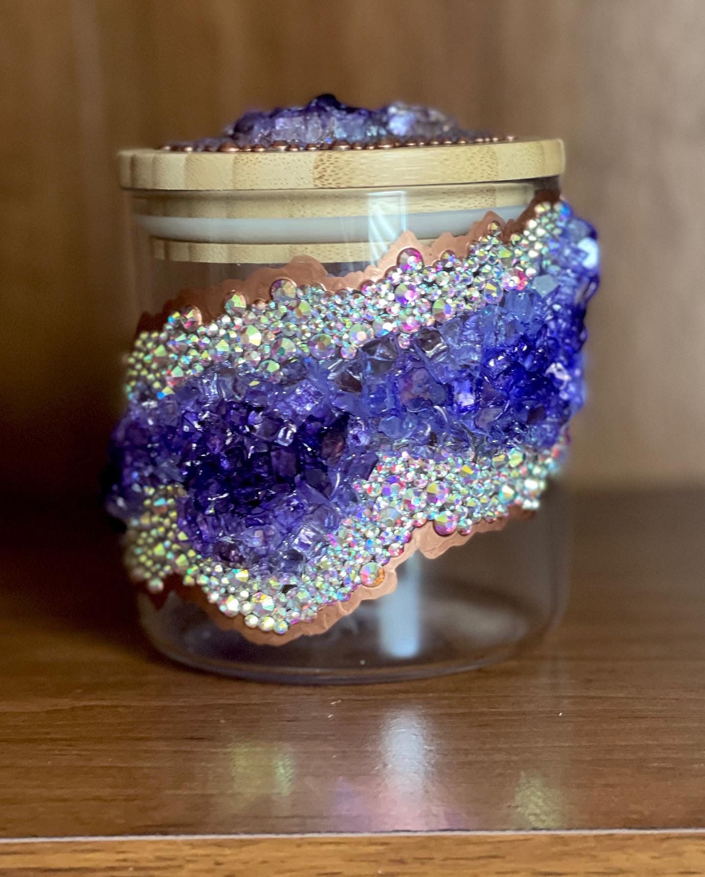 14oz Amethyst Geode Stash Jar Moon Water Jar Crystal Jar