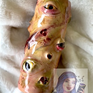 Hand sculpted/painted Eyeball Monster Halloween 3D Tumbler