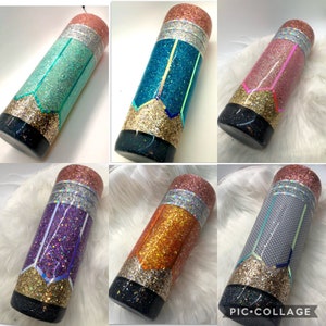 Teacher Pencil Glitter Tumbler Colored (teacher appreciation) Custom Colors!!