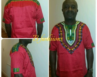 Red Dashiki Shirt Large